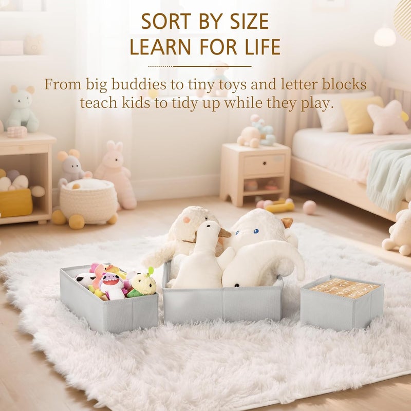 Criusia 15 Pack Drawer Organizer for Clothes, Foldable Dresser Dividers with 3 Sizes, Fabric Storage Bins – Gray - Image 2